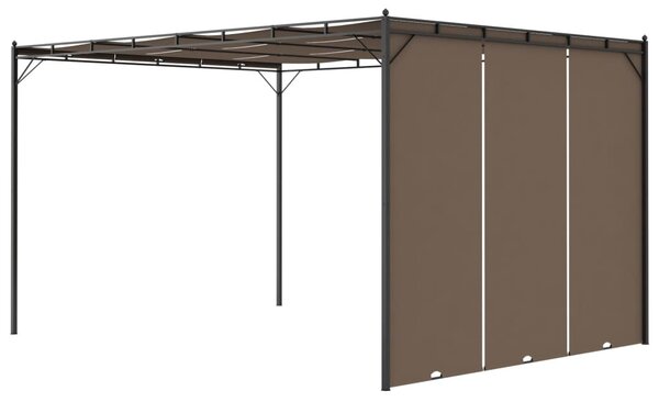 Tópszínű kerti pavilon oldalfüggönnyel 4 x 3 x 2,25 m
