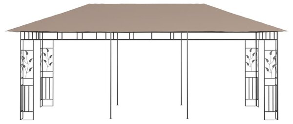Tópszínű pavilon szúnyoghálóval 6 x 3 x 2,73 m 180 g/m²