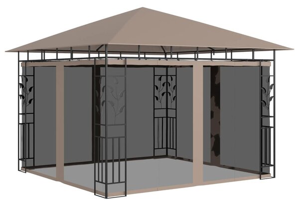 Tópszínű pavilon szúnyoghálóval 3 x 3 x 2,73 m 180 g/m²