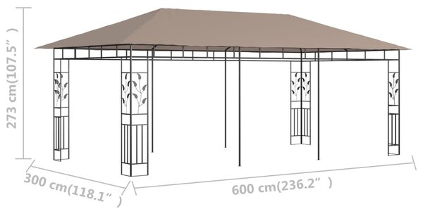 Tópszínű pavilon szúnyoghálóval 6 x 3 x 2,73 m 180 g/m²