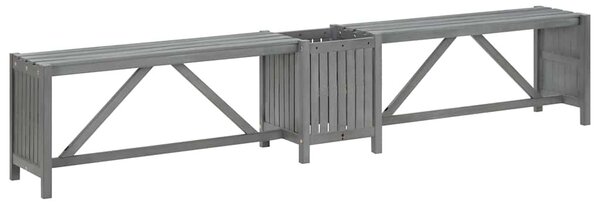 Szürke tömör akácfa kerti sarokpad ültetővel 117 cm