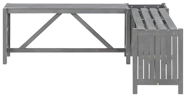 Szürke tömör akácfa kerti sarokpad ültetővel 117 cm
