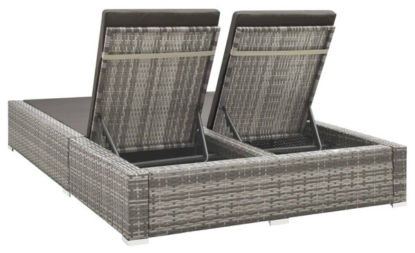 Kétszemélyes szürke polyrattan napozóágy