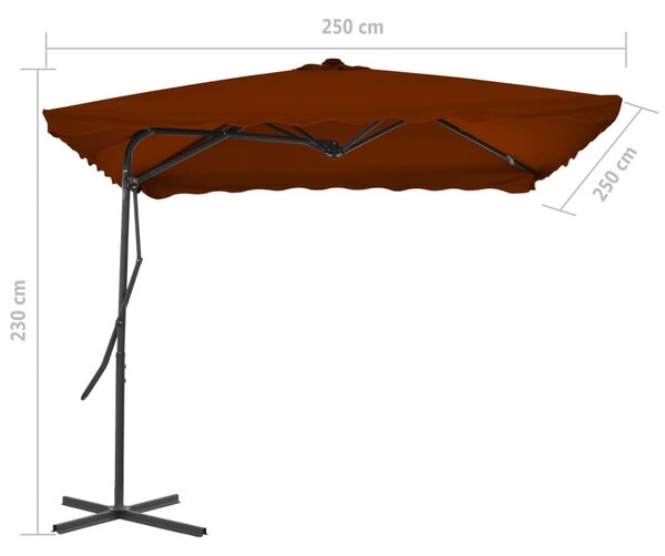 Terrakotta kültéri napernyő acélrúddal 250 x 250 x 230 cm