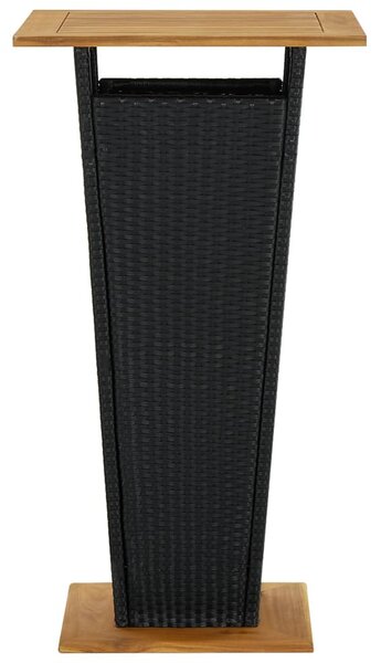Fekete polyrattan és tömör akácfa bárasztal 60 x 60 x 110 cm
