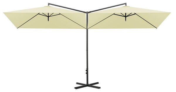 Homokszínű dupla napernyő acélrúddal 600 x 300 cm
