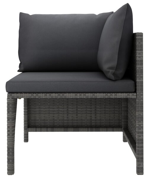 Szürke elemes polyrattan sarokkanapé párnákkal