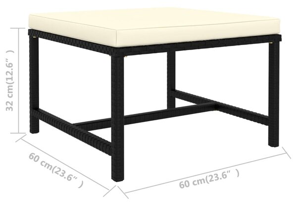 4 részes fekete polyrattan kerti kanapészett párnákkal