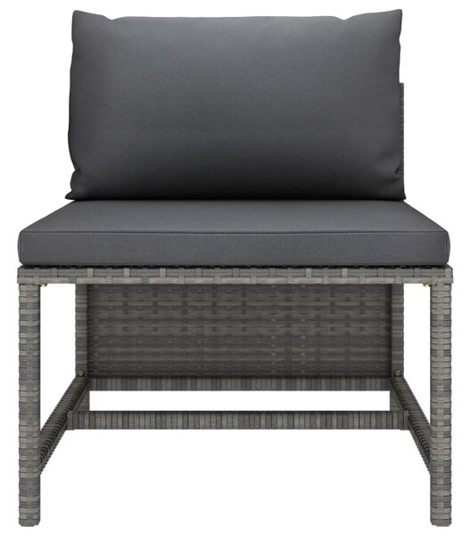 3 részes szürke polyrattan kerti bútorszett párnákkal