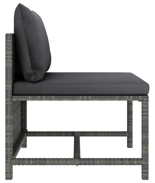 3 részes szürke polyrattan kerti bútorszett párnákkal