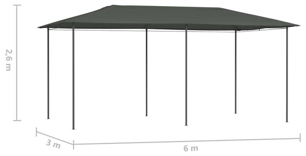 Antracitszürke pavilon 2,98 x 5,3 x 2,59 m 160 g/m²