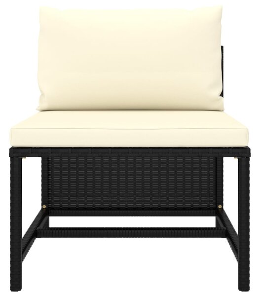 3 részes fekete polyrattan kerti ülőgarnitúra párnával