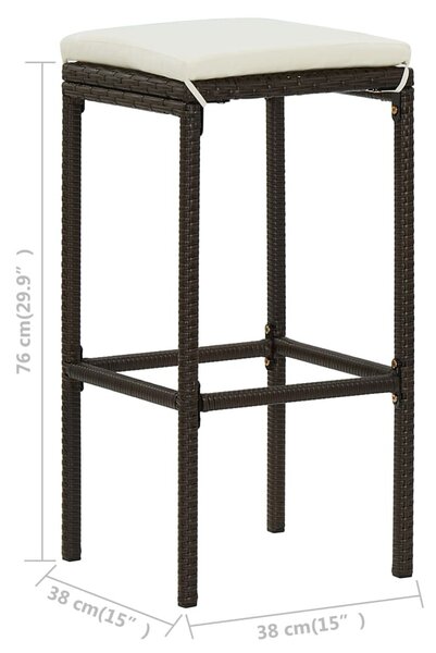 3 darabos barna polyrattan bárszett