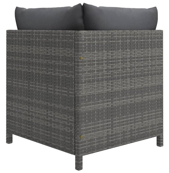 3 részes szürke polyrattan kerti bútorszett párnákkal