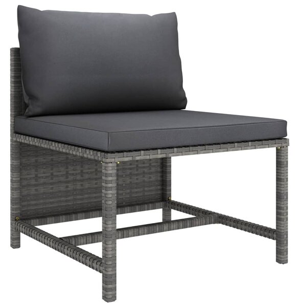 3 részes szürke polyrattan kerti bútorszett párnákkal