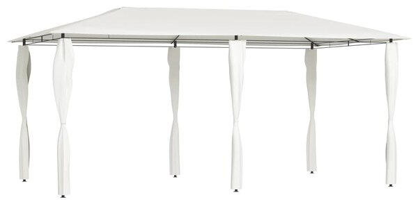 Krémszínű pavilon oszlop takarókkal 2,98x5,3x2,59 m 160 g/m²