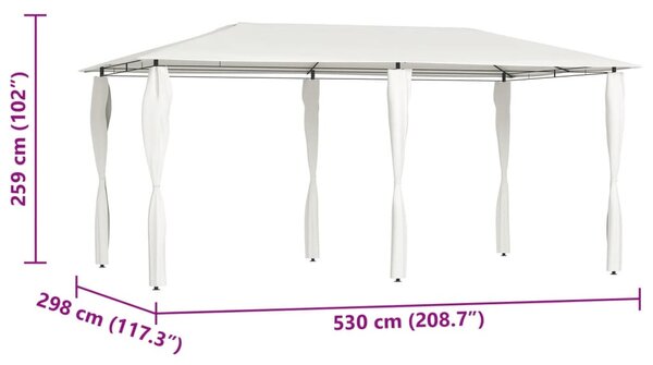 Krémszínű pavilon oszlop takarókkal 2,98x5,3x2,59 m 160 g/m²