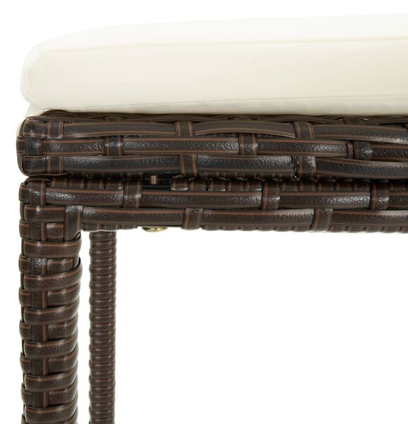 3 db barna polyrattan bárszék párnával