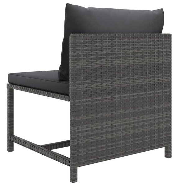 3 részes szürke polyrattan kerti bútorszett párnákkal
