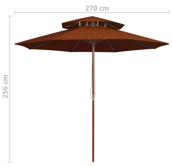 Terrakotta kétszintes napernyő farúddal 270 cm
