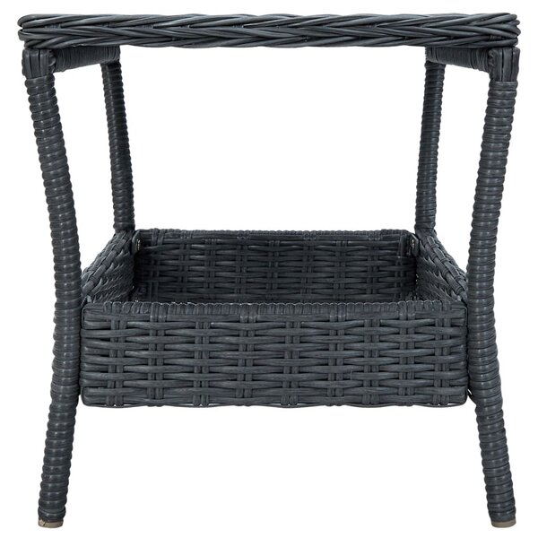 Sötétszürke polyrattan kerti asztal 45 x 45 x 46,5 cm