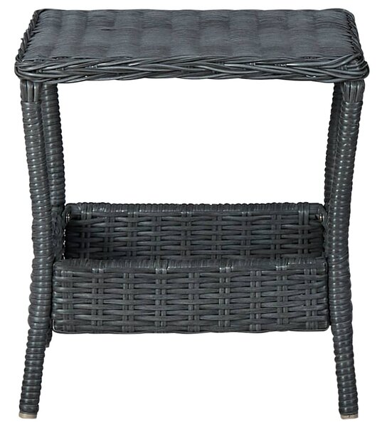Sötétszürke polyrattan kerti asztal 45 x 45 x 46,5 cm