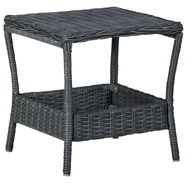Sötétszürke polyrattan kerti asztal 45 x 45 x 46,5 cm