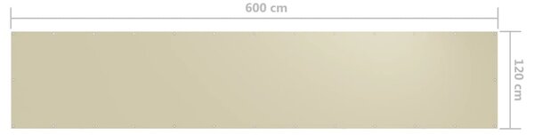 Krémszínű oxford-szövet erkélynapellenző 120 x 600 cm
