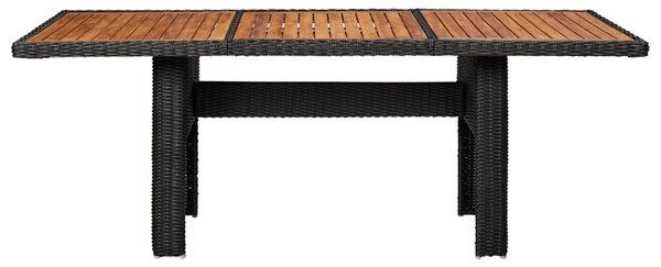 Fekete polyrattan kerti étkezőasztal 200 x 100 x 74 cm