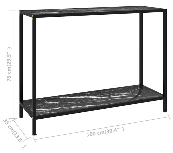 Fekete edzett üveg tálalóasztal 100 x 35 x 75 cm