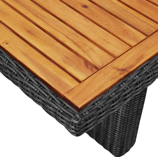 Fekete polyrattan kerti étkezőasztal 200 x 100 x 74 cm