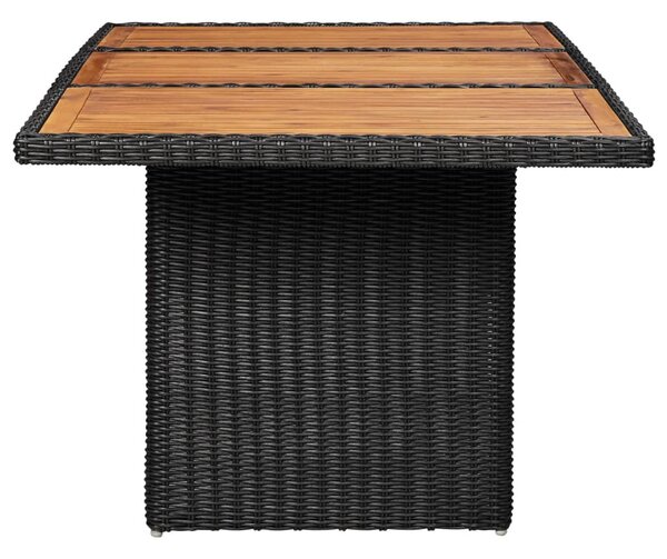 Fekete polyrattan kerti étkezőasztal 200 x 100 x 74 cm