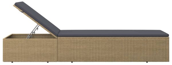 Barna és sötétszürke polyrattan napozóágy