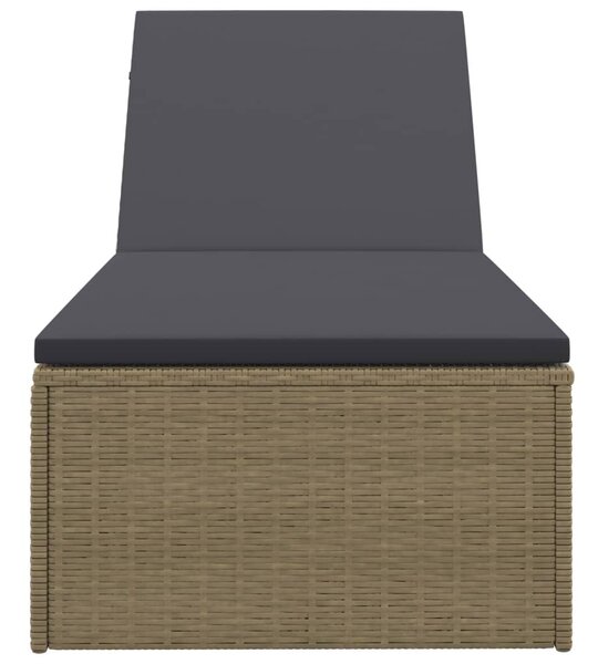 Barna és sötétszürke polyrattan napozóágy