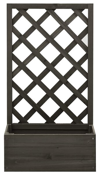 Szürke tömör fenyőfa rácsos kerti ültetőláda 50x25x90 cm