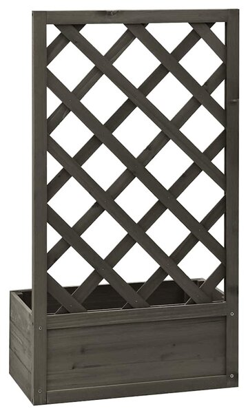 Szürke tömör fenyőfa rácsos kerti ültetőláda 50x25x90 cm