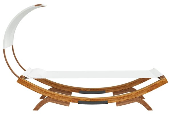 Kültéri krém baldachinos hajlított fa nyugágy 100x200x126 cm