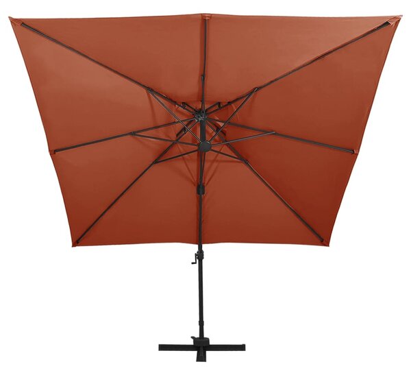 Terrakotta dupla tetejű konzolos napernyő 300 x 300 cm