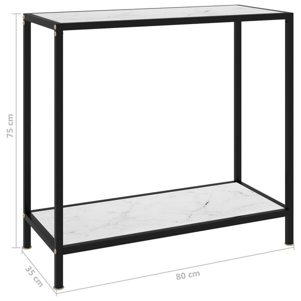 Fehér edzett üveg tálalóasztal 80 x 35 x 75 cm
