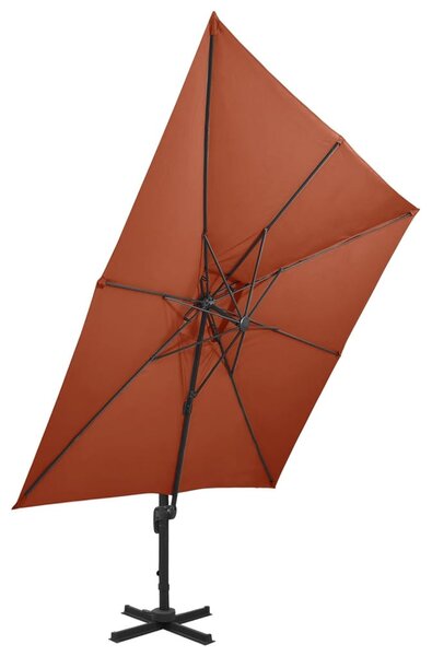 Terrakotta dupla tetejű konzolos napernyő 300 x 300 cm