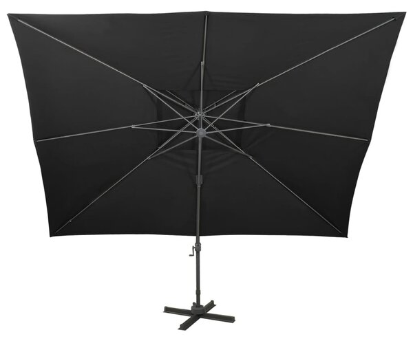 Fekete konzolos kerti napernyő dupla tetejjel 400 x 300 cm