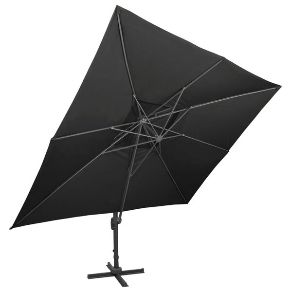 Fekete konzolos kerti napernyő dupla tetejjel 400 x 300 cm