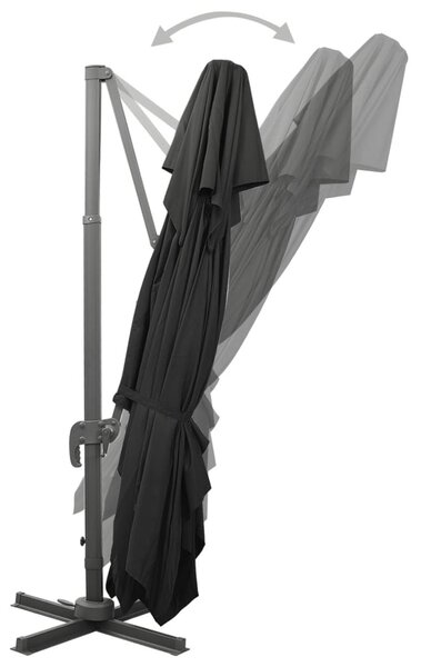 Fekete konzolos kerti napernyő dupla tetejjel 400 x 300 cm