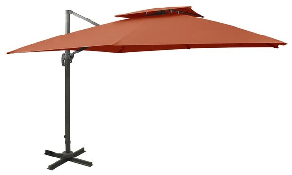 Terrakotta dupla tetejű konzolos napernyő 300 x 300 cm