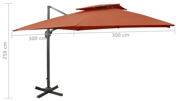 Terrakotta dupla tetejű konzolos napernyő 300 x 300 cm
