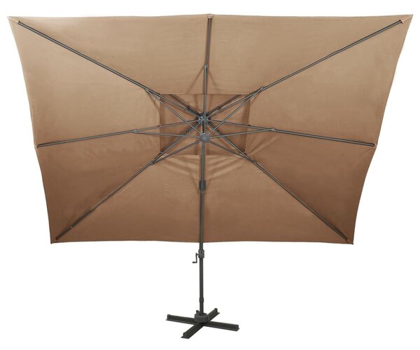 Tópszínű dupla tetejű konzolos napernyő 400 x 300 cm
