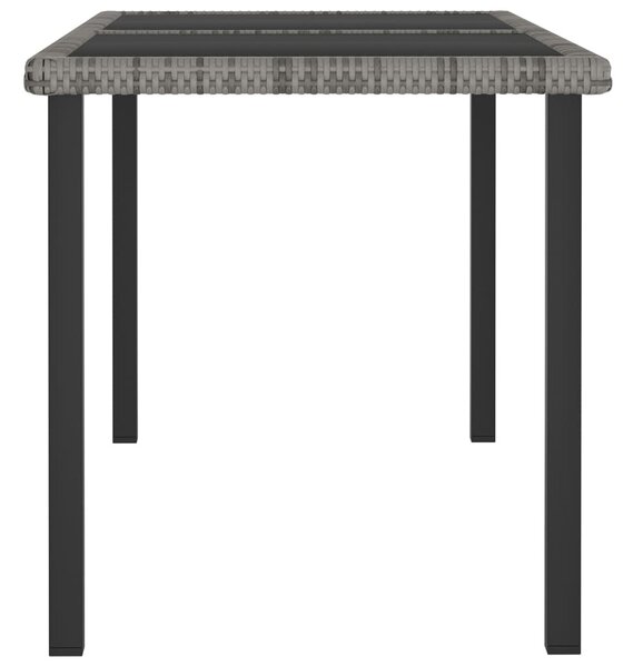 Szürke polyrattan kerti étkezőasztal 140 x 70 x 73 cm