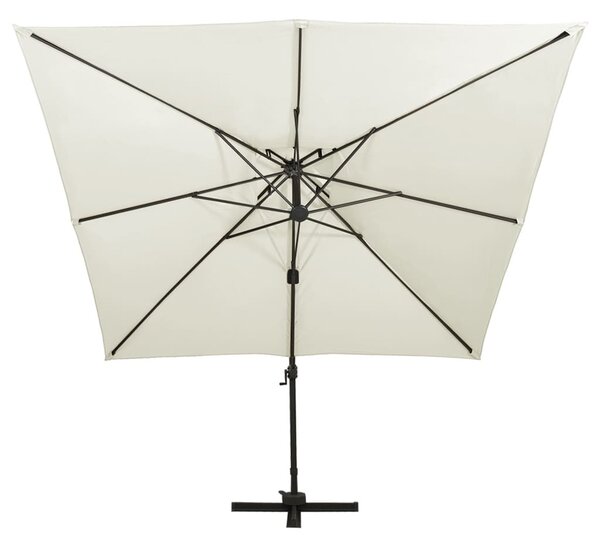 Dupla tetejű konzolos kerti napernyő 300 x 300 cm homokszínű