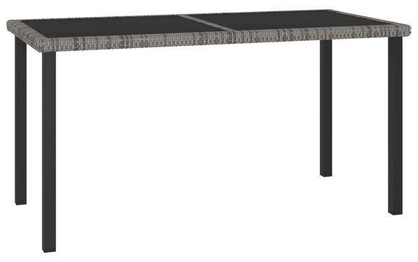 Szürke polyrattan kerti étkezőasztal 140 x 70 x 73 cm