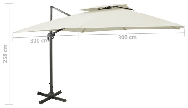 Dupla tetejű konzolos kerti napernyő 300 x 300 cm homokszínű